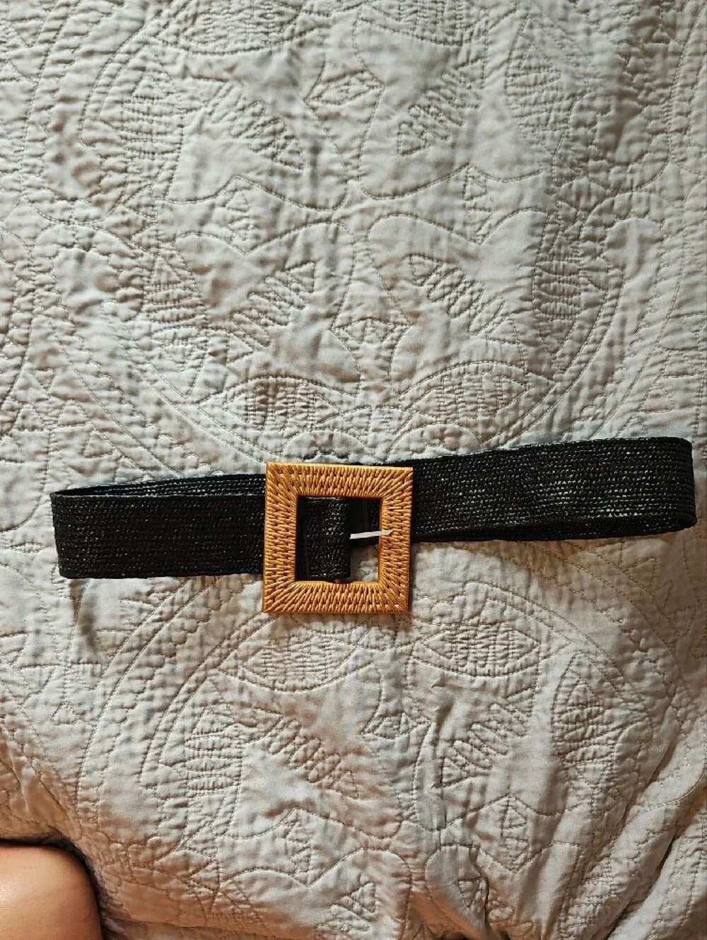 Source Unknown Black Belt with Gold Square Buckle